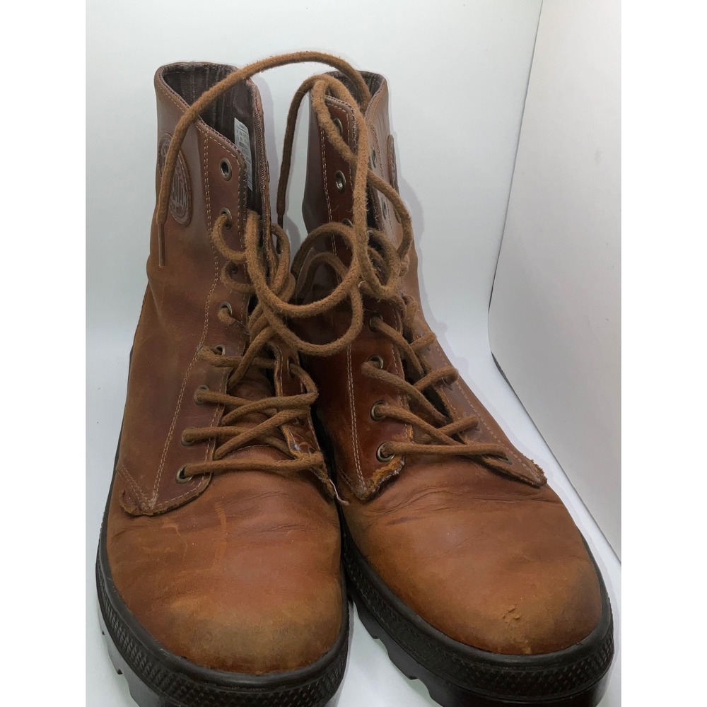 Palladium Pampa Hi Brown Leather Lace Up Combat Boots Womens 9.5 95527-237-M
